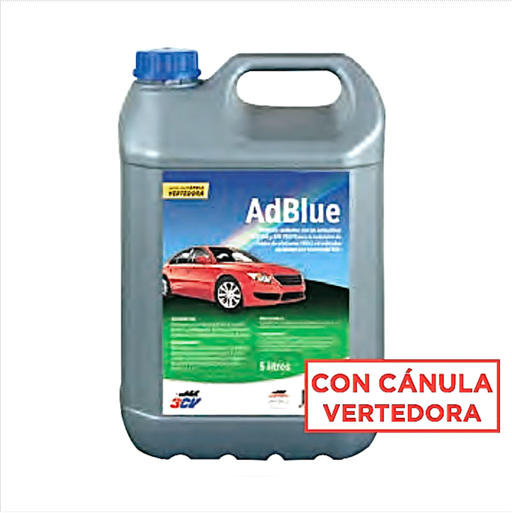 AdBlue 3CV 5 litros con cánula vertedora para coches diésel Euro 6. Fácil de usar, reduce emisiones y protege el motor.
