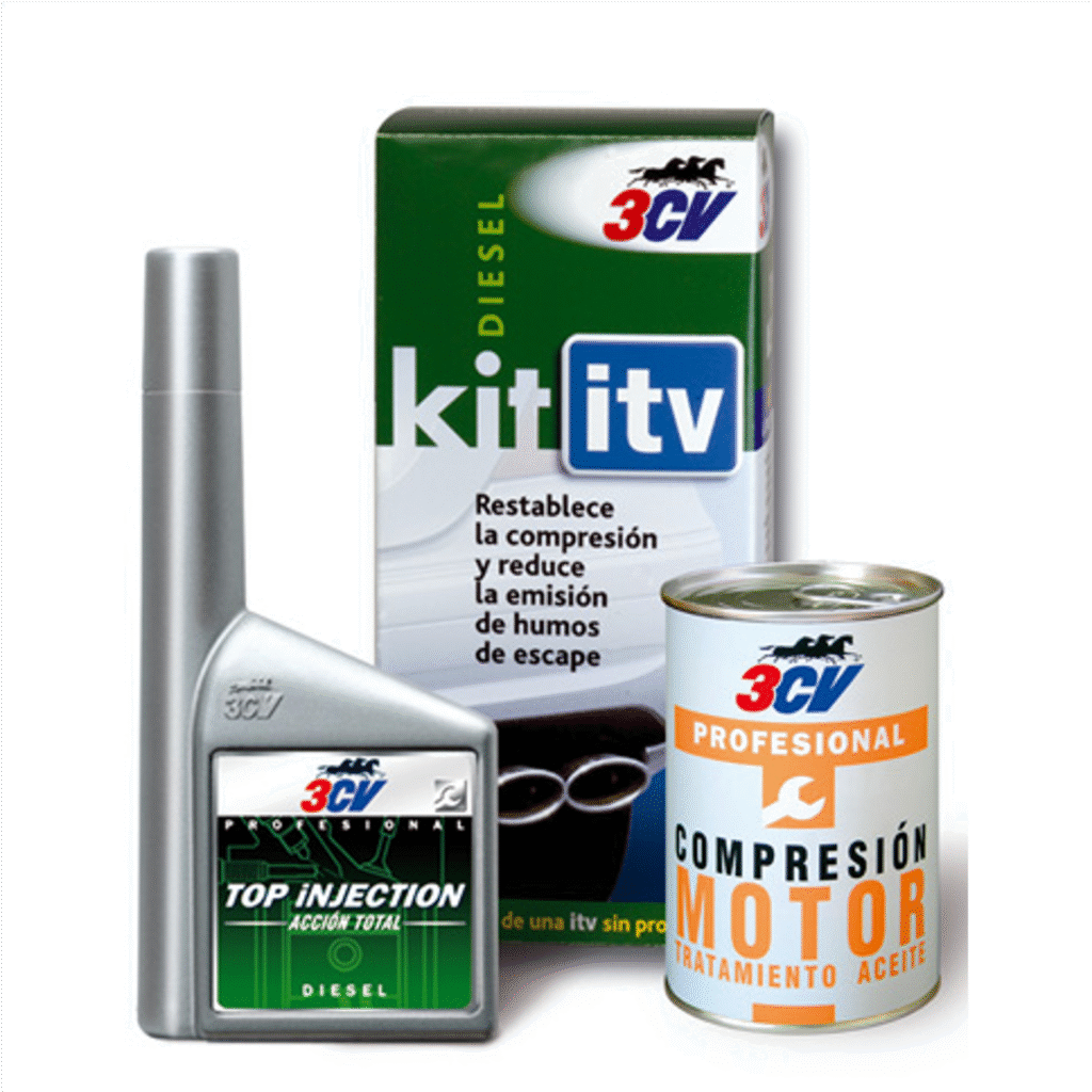 Kit ITV Diésel Acción Total: limpia inyectores, mejora combustión, reduce humos, restaura compresión y evita fugas. ITV aprobada y motor más potente.