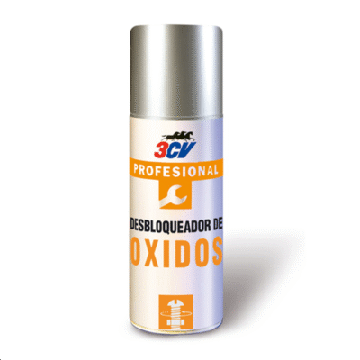 Desbloqueador de Óxidos 3CV 520 ml. Libera tornillos, tuercas y piezas bloqueadas por óxido, lubrica mecanismos de precisión y protege contra la corrosión y la humedad. Ideal para automoción, bricolaje e industria.
