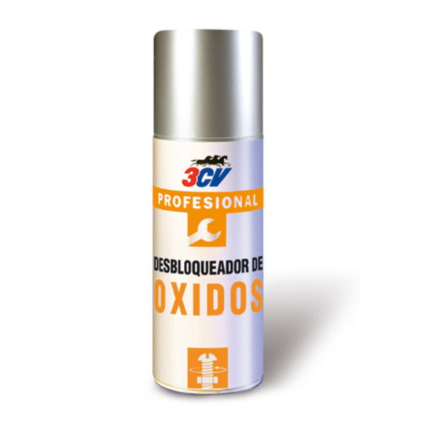 Desbloqueador de Óxidos 3CV 520 ml. Libera tornillos, tuercas y piezas bloqueadas por óxido, lubrica mecanismos de precisión y protege contra la corrosión y la humedad. Ideal para automoción, bricolaje e industria.
