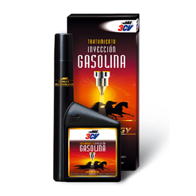 Envase de 500 ml del Tratamiento Inyección Gasolina POWER TECHNOLOGY 3CV, diseñado para limpiar y proteger los inyectores y válvulas, mejorando el rendimiento del motor y reduciendo consumo y emisiones.